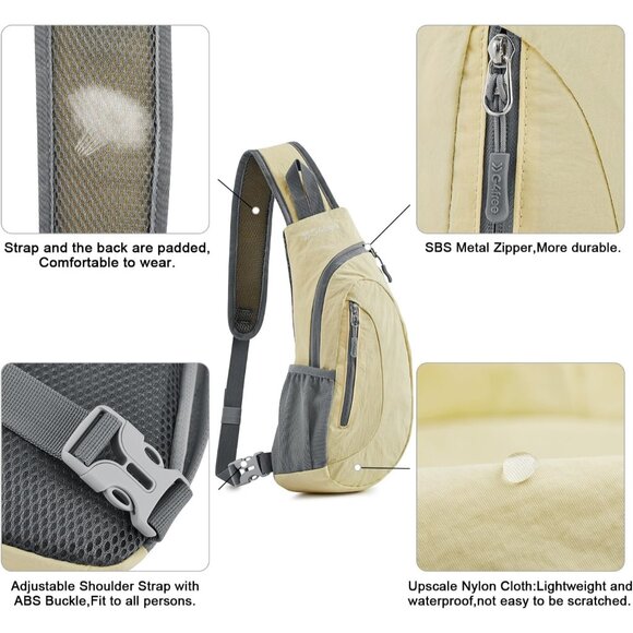 Small CrossBody Chest Sling Backpack - Creamy Yellow - Picture 4 of 7